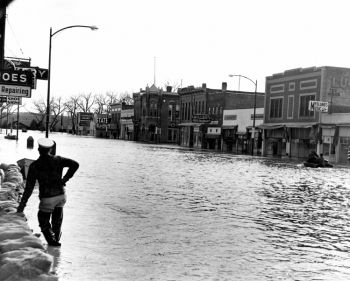 Snow from the Blizzard of 1952 melted into a devastating spring flood, especially for cities like Pierre, situated on the Missouri River. Photo courtesy of the Cultural Heritage Center