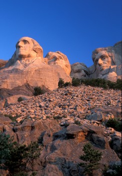 Viewed from the 'hot tub terrace,' the faces on Mount Rushmore take on a monumental grandness.