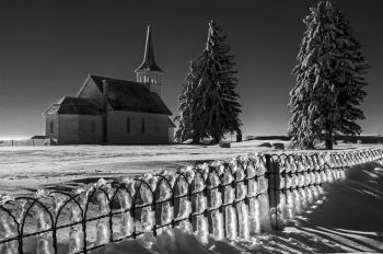 Zoar Lutheran Church after ice and snowstorm in rural Day County.