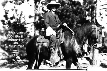 President Coolidge riding 'Mistletoe' in Custer State Park.