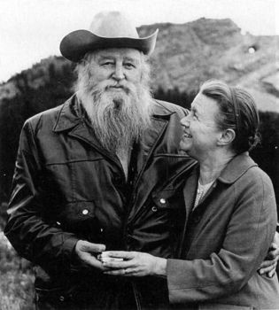 Korczak and Ruth Ziolkowski stand together in front of Thunderhead Mountain north of Custer.